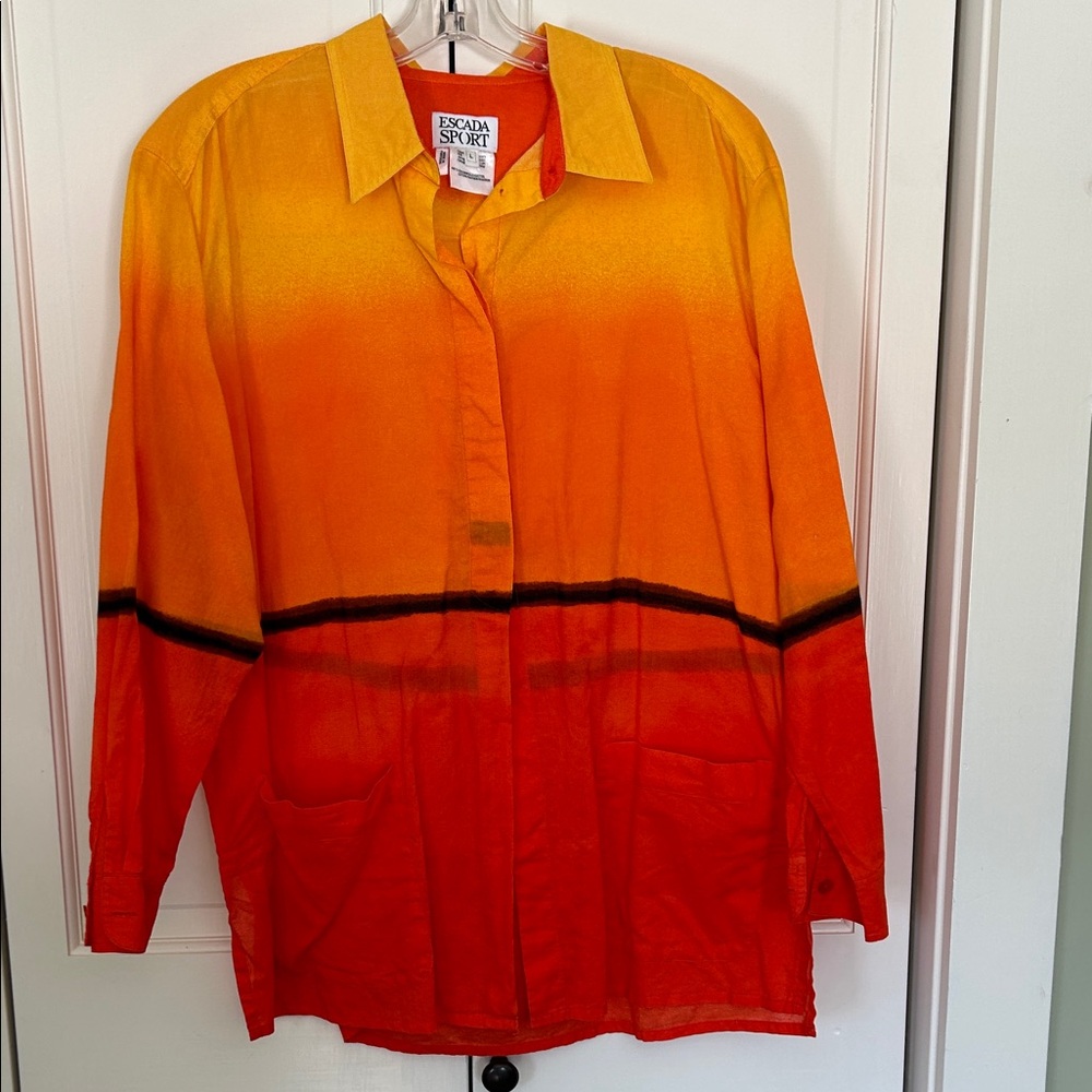 Escada Men's Gradient Orange Cotton Button Down Shirt